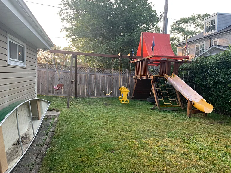 Fenced playground yard