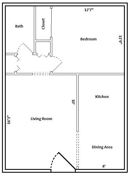 Floor plan One Bedroom One Bath Floor Plan