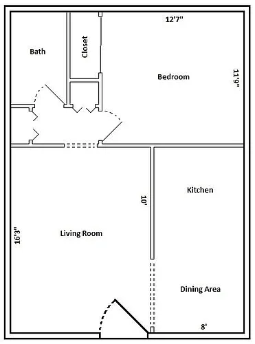 Floor plan One Bedroom One Bath Floor Plan