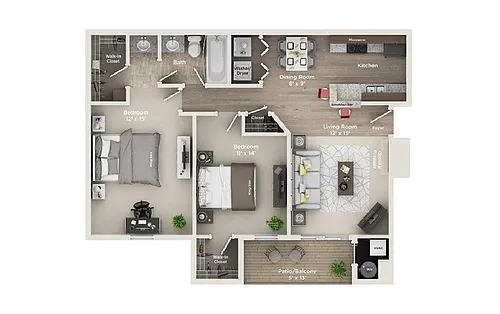 Floor plan B1: 2 Bed 1 Bath