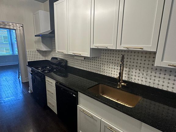 KITCHEN NEW CABINETS - BRUSHED GOLD HARDWARE, GAS RANGE/ HOOD/DISHWASHER/ TRASH DRAWER/ GOLD SINK HIGH ARCH PULL DOWN FAUCET