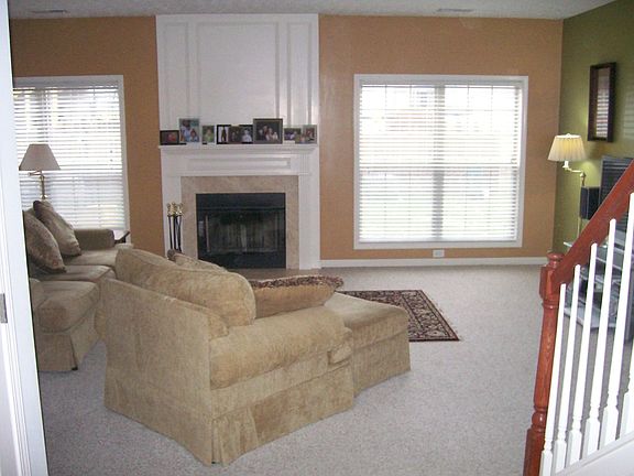 greatroom with fireplace and 10 foot ceilings