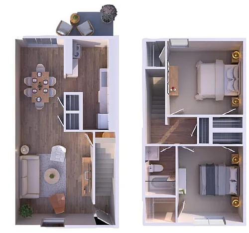 Floor plan 2BR - 1.5BTH TH Upgraded