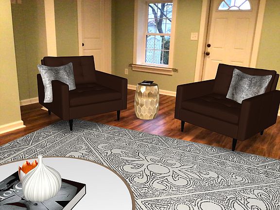 Virtually staged living room area
