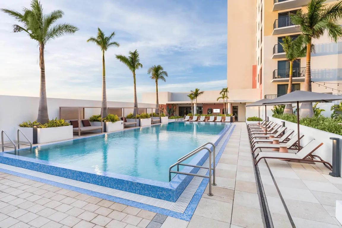 Relax in style with our resort-style pool, cabanas, and lounge seating.