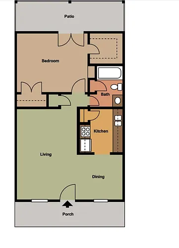Floor plan 1Bedroom-1Bathroom 702 Sq Ft