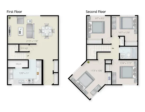 Floor plan Four Bedroom Townhome