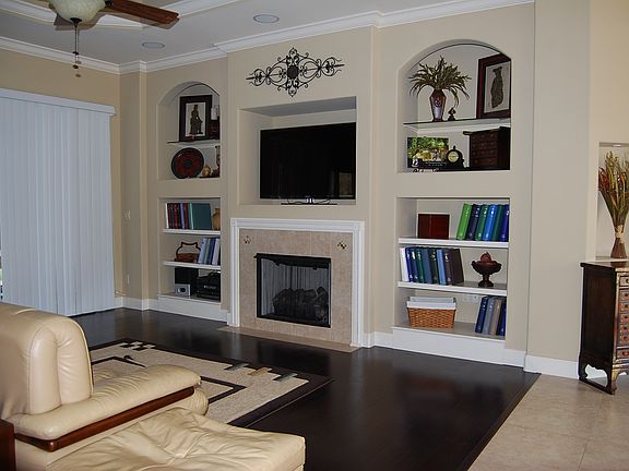 Living room with built ins