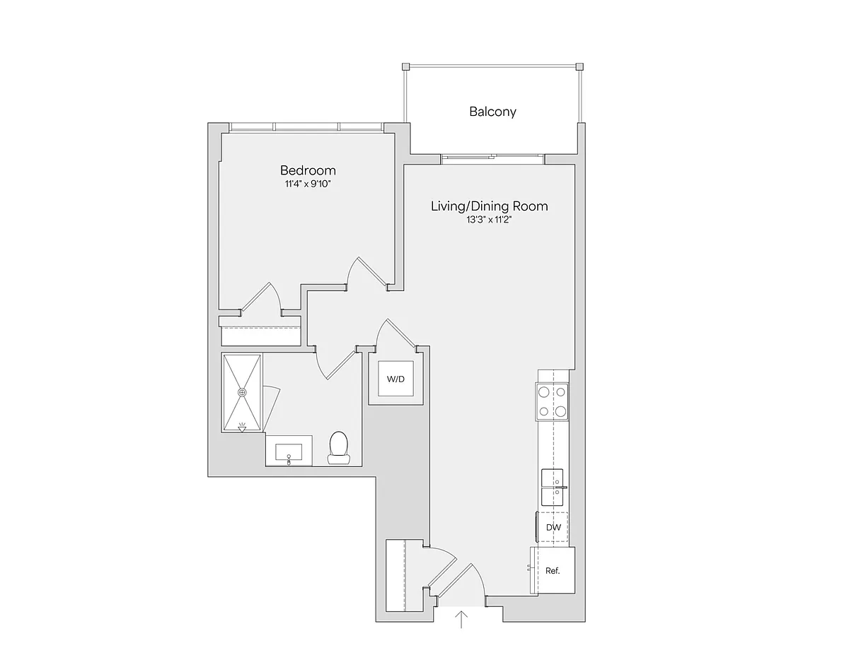 Floor plan 1BR 1BA (639 SF)
