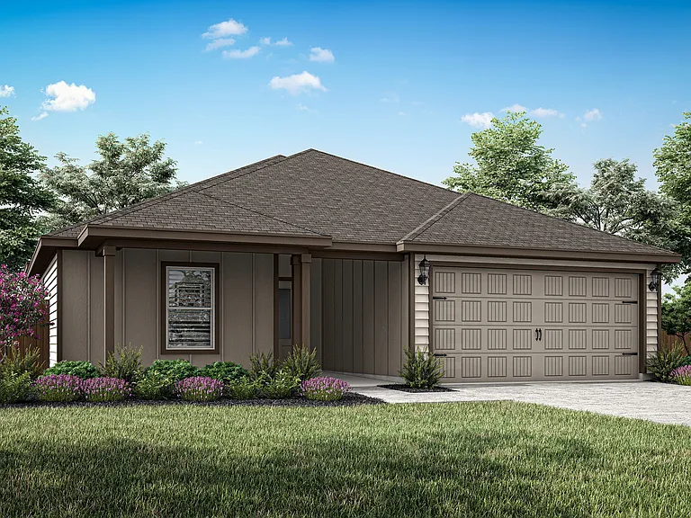 The Collin has an attached two-car garage.
