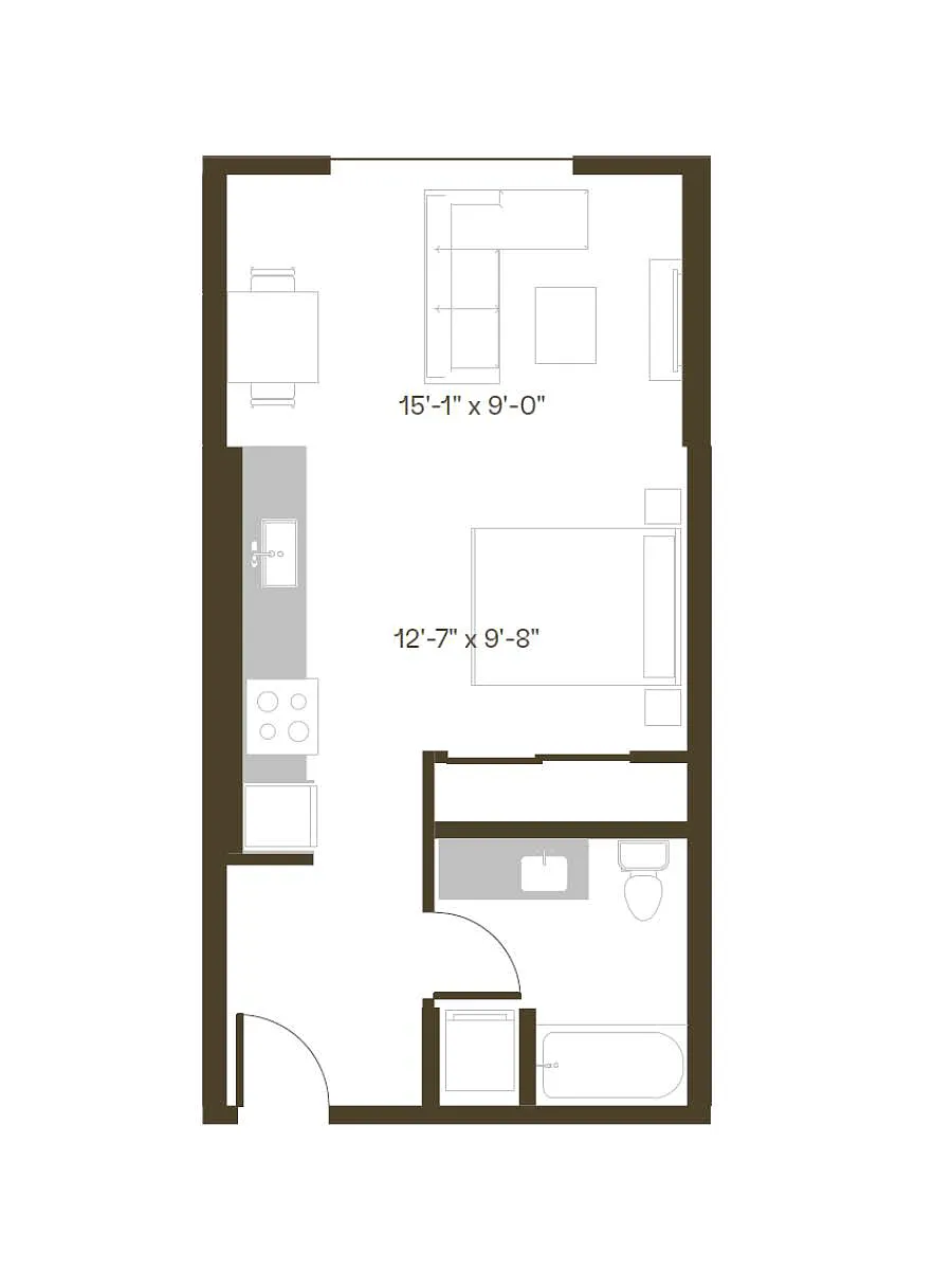 Floor plan Studio, 1 Bath S2