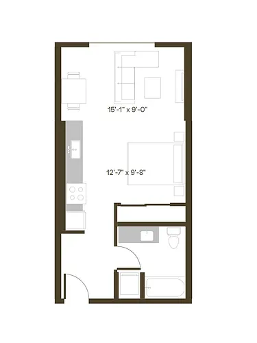 Floor plan Studio, 1 Bath S2