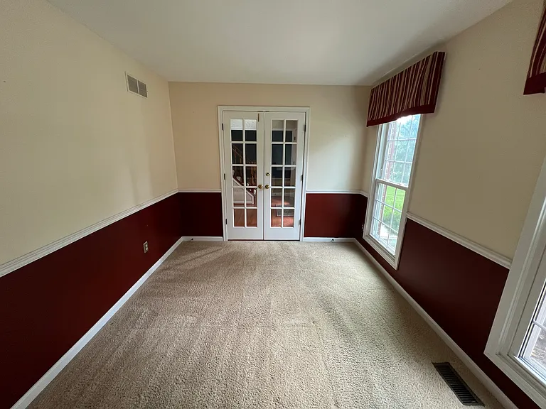 Home office with French doors