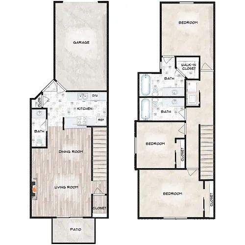 Floor plan 3x2.5 Townhome