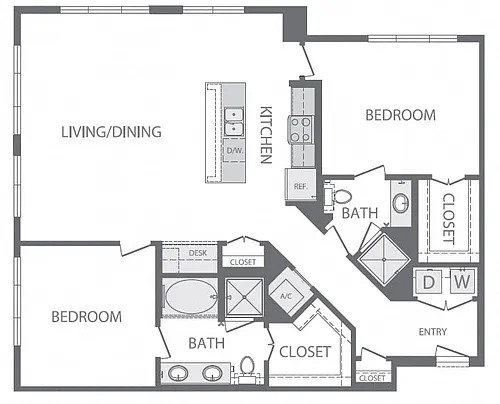Floor plan B6 2Bed 2Bath