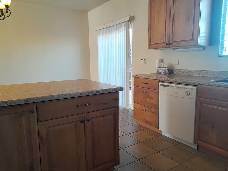view from kitchen to patio door