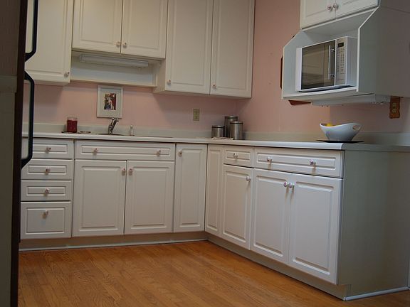 Kitchen with hardwood.