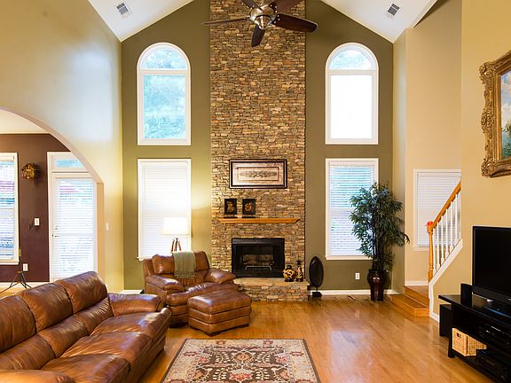 Stone fireplace; 