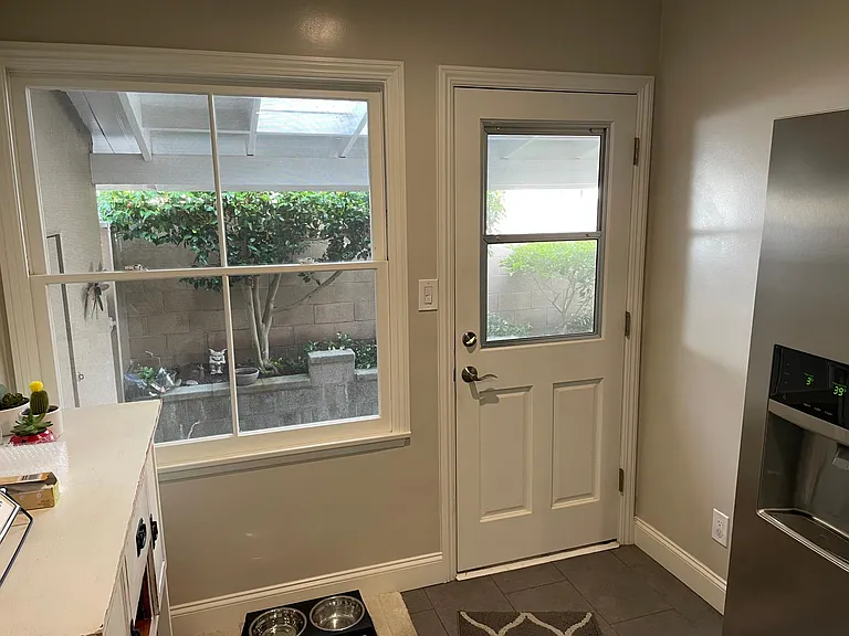Back door looking onto patio