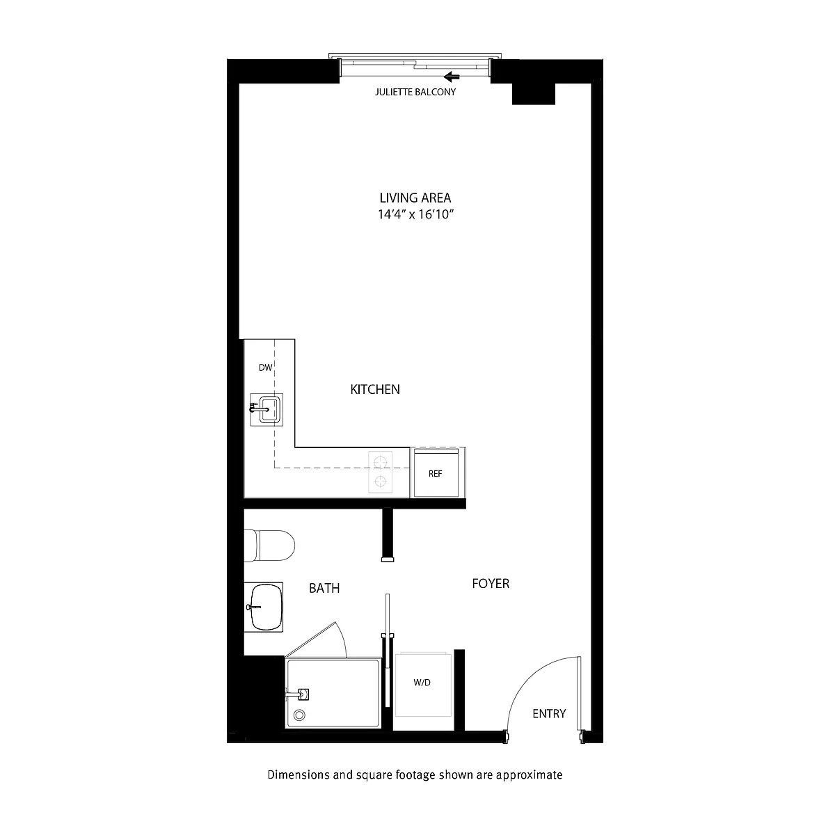 Floor plan Cerulean - Studio / 1 Bath