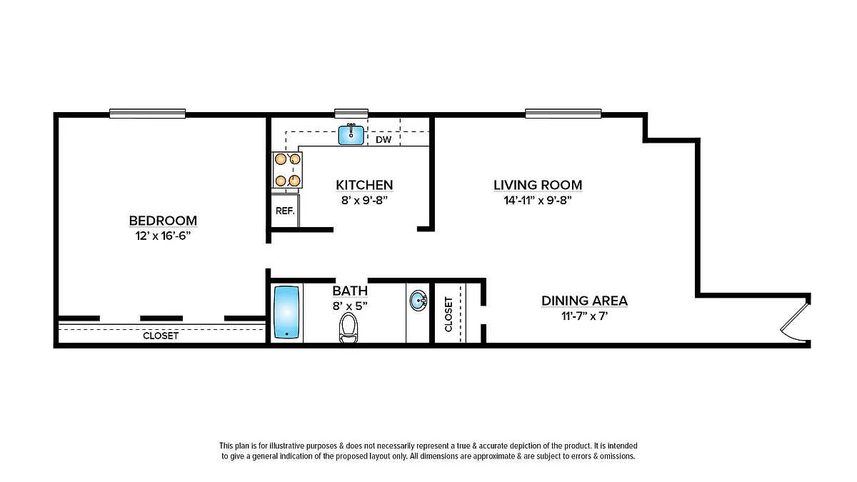 Floor plan 1 Bedroom Apartment