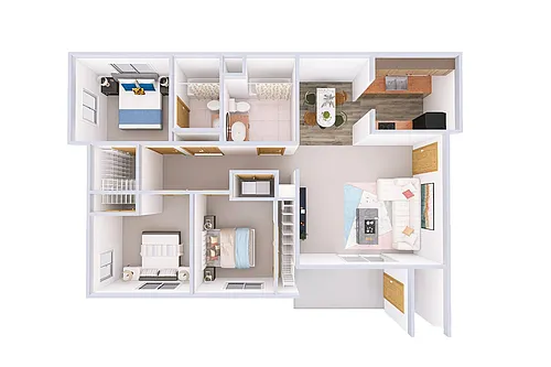 Floor plan 3 Bedroom, 2 Bath