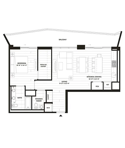 Floor plan 1 Bed/1.5 Bath-A7