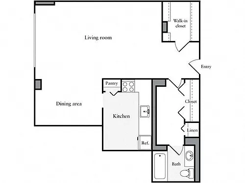 Floor plan Studio, 1 Bath 671 SF 01d