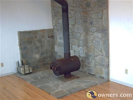livingroom, solid oak floors, wood stove