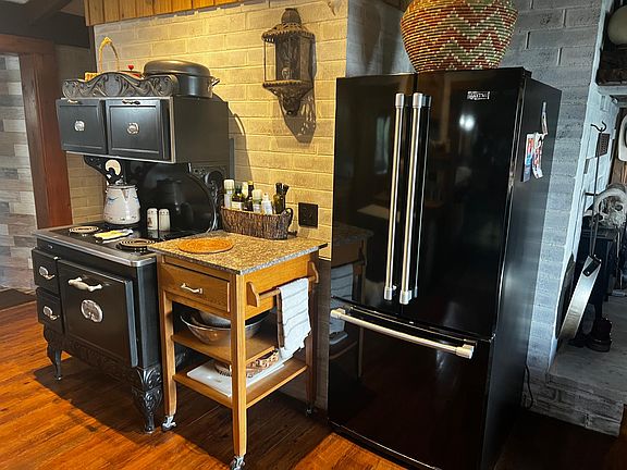 Vintage stove and new fridge