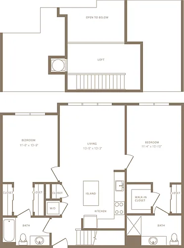 Floor plan B2.1L 1195 Sq.ft.