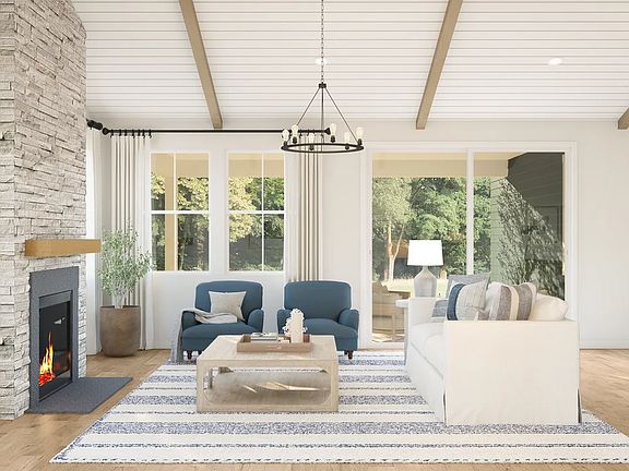 Great room with decorative fireplace