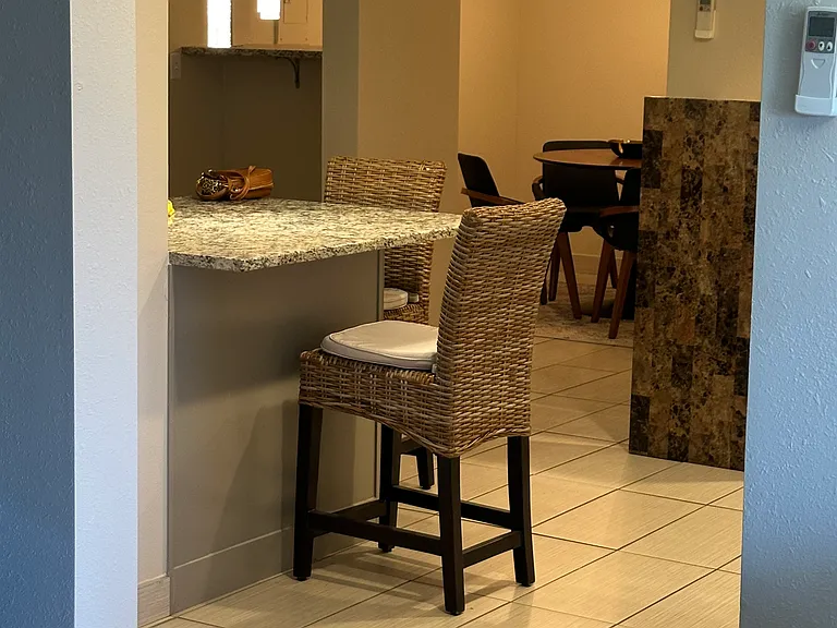 View of island and dining area