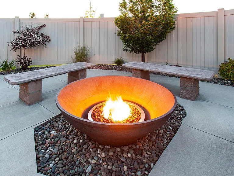 Cozy up by the fire pit on the resident patio