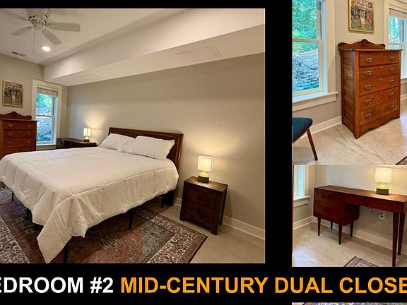 2nd bedroom includes 2 separate closets and mid-century furnishings