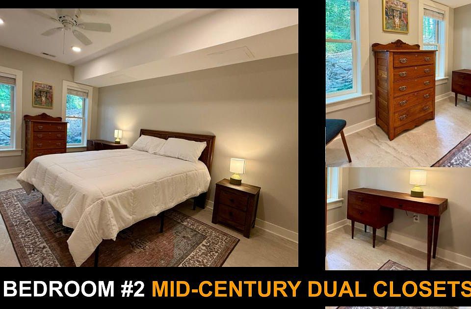 2nd bedroom includes 2 separate closets and mid-century furnishings