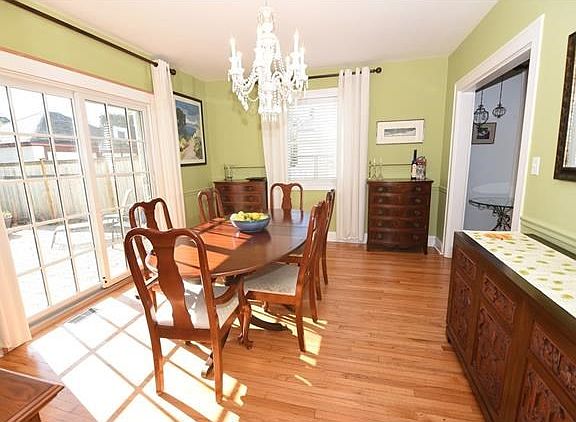 Dining Room with Anderson sliding glass doors to patio