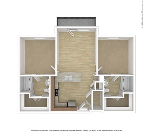 Floor plan 2 Bedroom, 2 Bathroom , 903 SQFT
