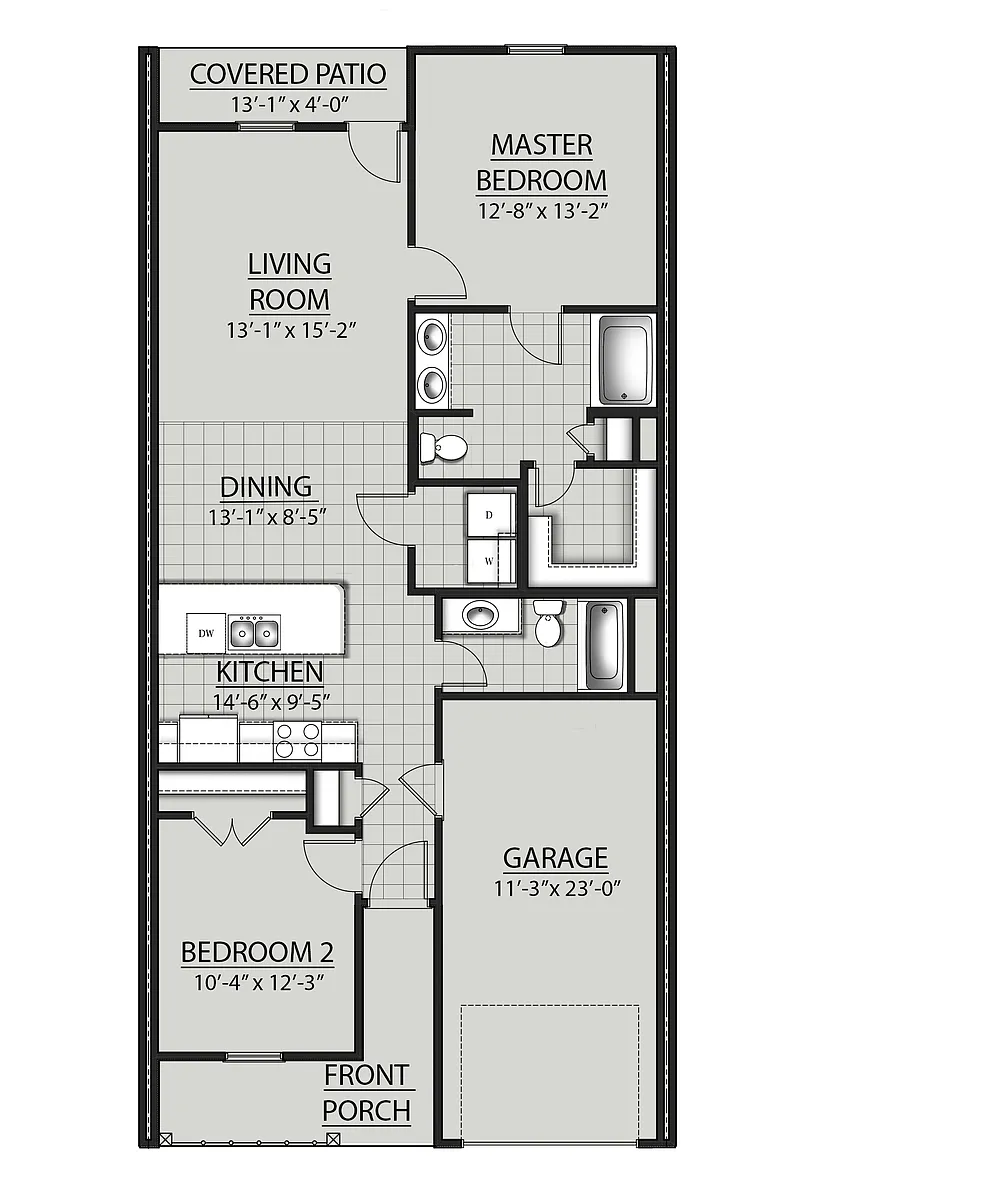 Floor plan 2 Bedrooms, 2 Bathrooms B