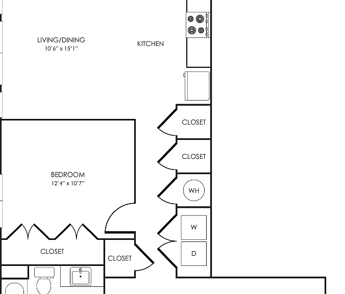 1 Bedroom 11C Floorplan Diagram