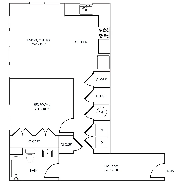 Floor plan 1 Bedroom 11C