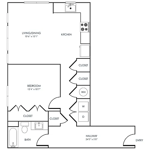 Floor plan 1 Bedroom 11C
