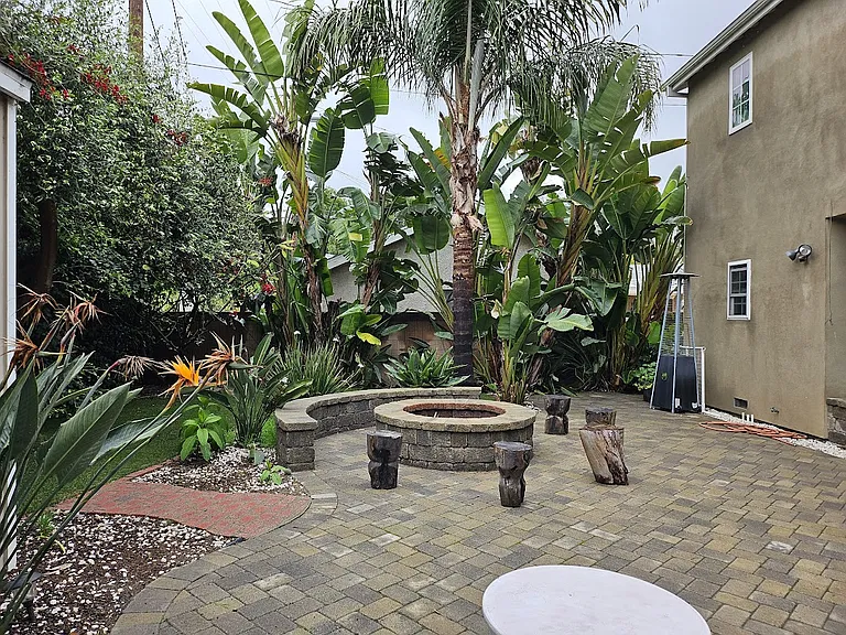 Backyard and firepit.