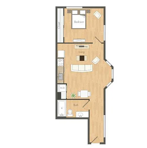 Floor plan One Bedroom C4