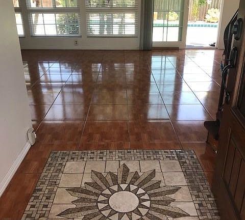 Entrance and view through living room