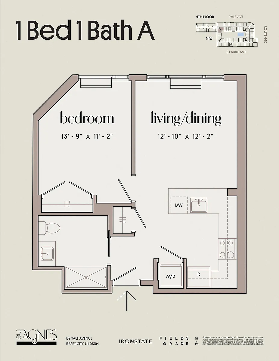 Floor plan 1 Bed 1 Bath A