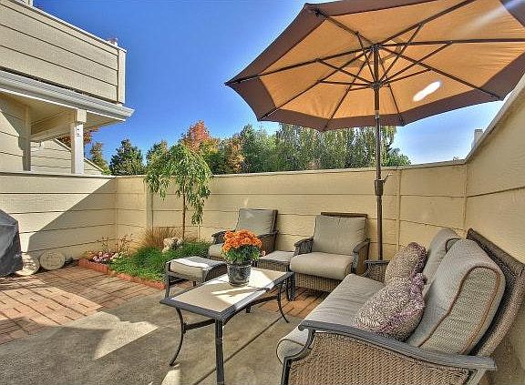 Private patio in front of condo