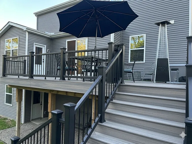 sitting area below deck accessible from upper deck or unfinished walk-out basement