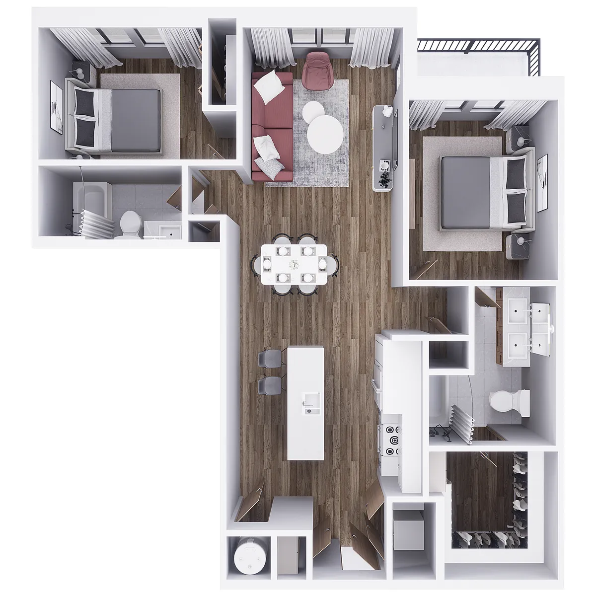 Floor plan 2 x 2 - B5 1106 SQ FT