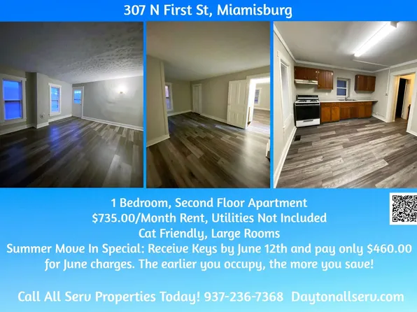 Cat Friendly 1 Bedroom Apartment with Move In Special!, 305-307 N 1st St, Miamisburg, OH 45342